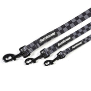 Checker-pattern dog leash set with Fasthouse webbing and black metal clips