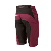 Youth maroon riding shorts with black side panels and check trim on waistband.