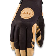 Dakine Covert gloves in dark brown/black with tan logo patch and wrist panels