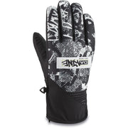 Black and white patterned gloves with padded palm and wrist strap