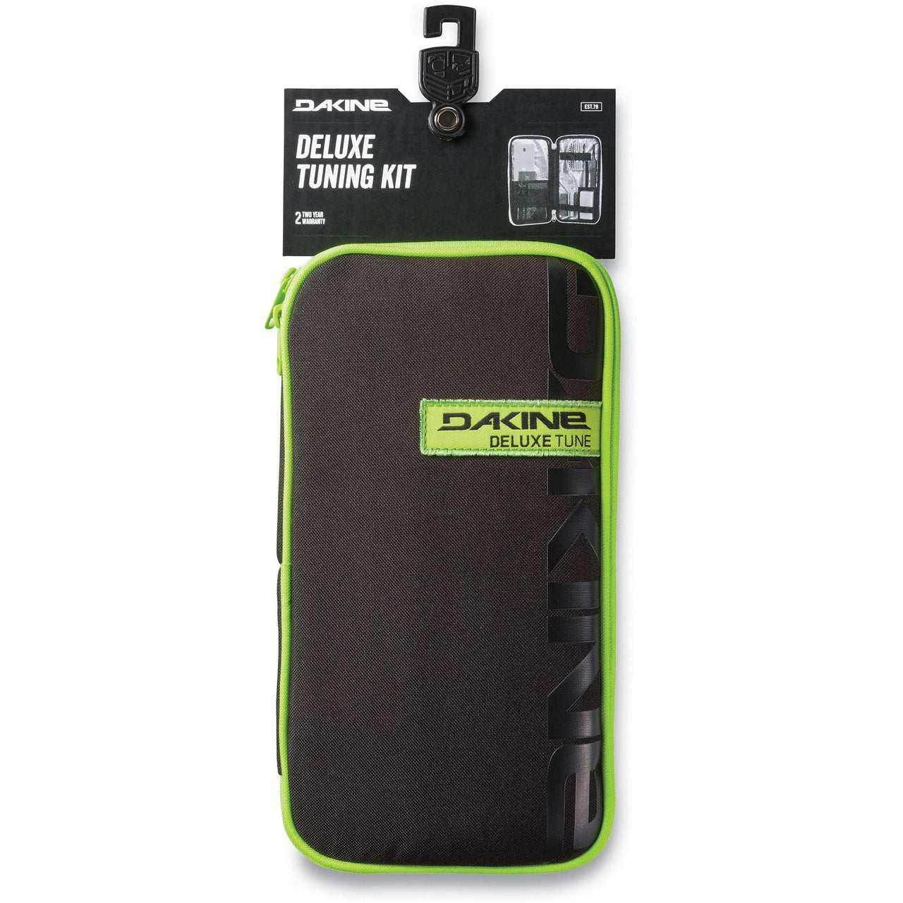 Dakine Deluxe Tune Tuning Kit—black case with neon green zipper and accessory pouches