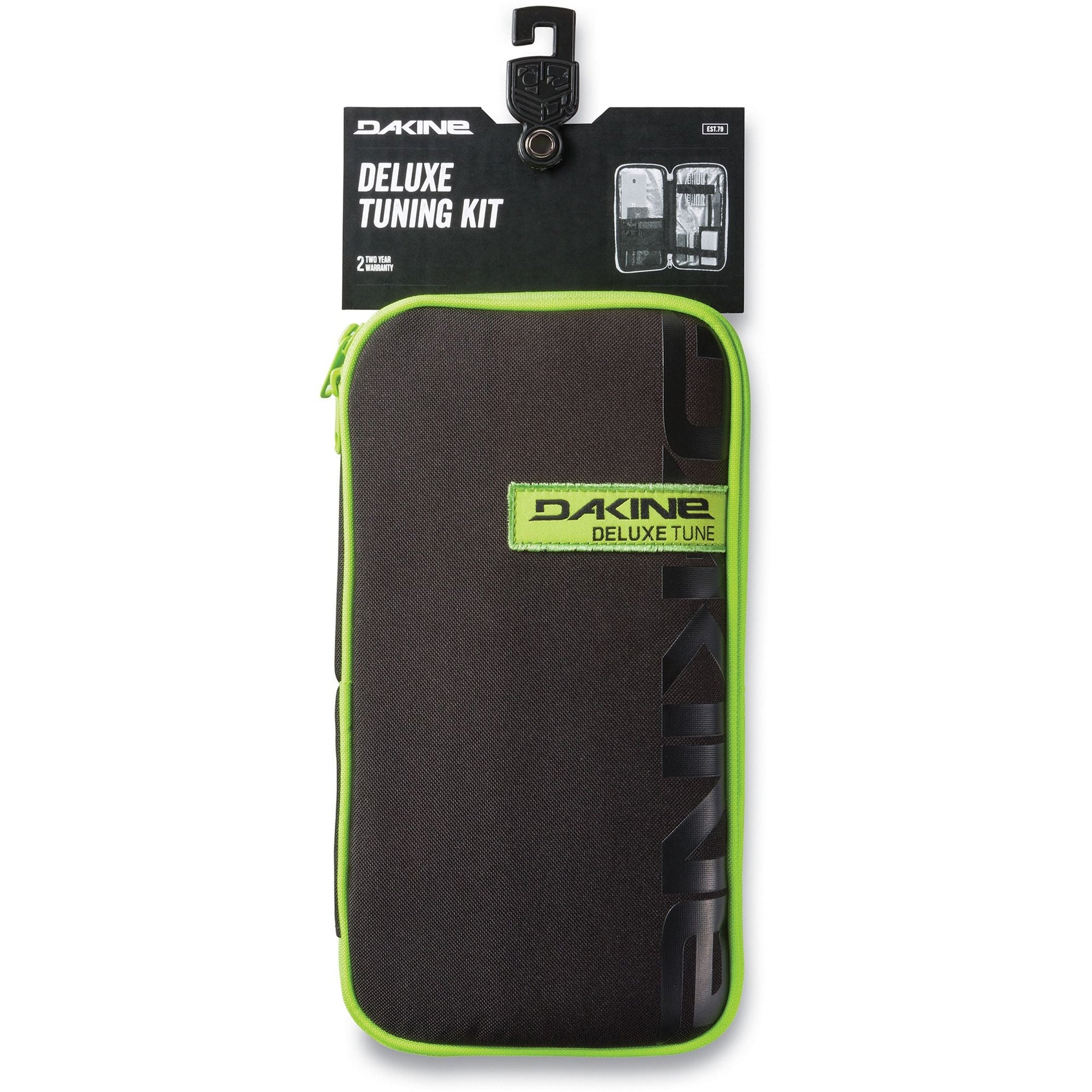Dakine Deluxe Tune Tuning Kit—black case with neon green zipper and accessory pouches