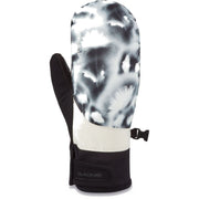 Dakine women's mittens in black and white tie-dye with adjustable wrist strap