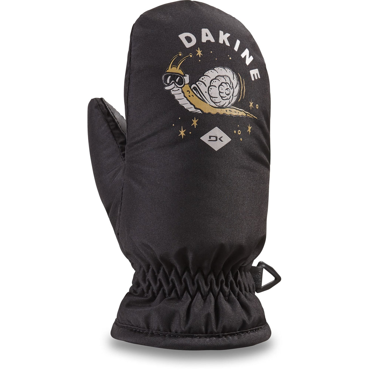 Dakine toddler mittens in black with star graphic and elastic wrist cuff