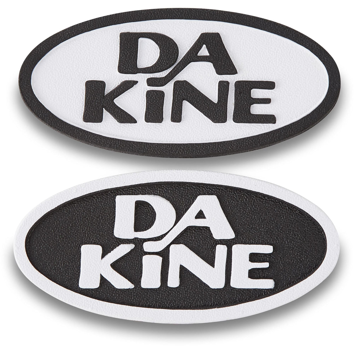 Black and white oval traction pad with raised DA KINE logo text