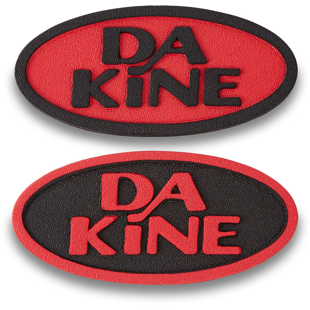Red and black oval traction pad with raised DA KINE logo text