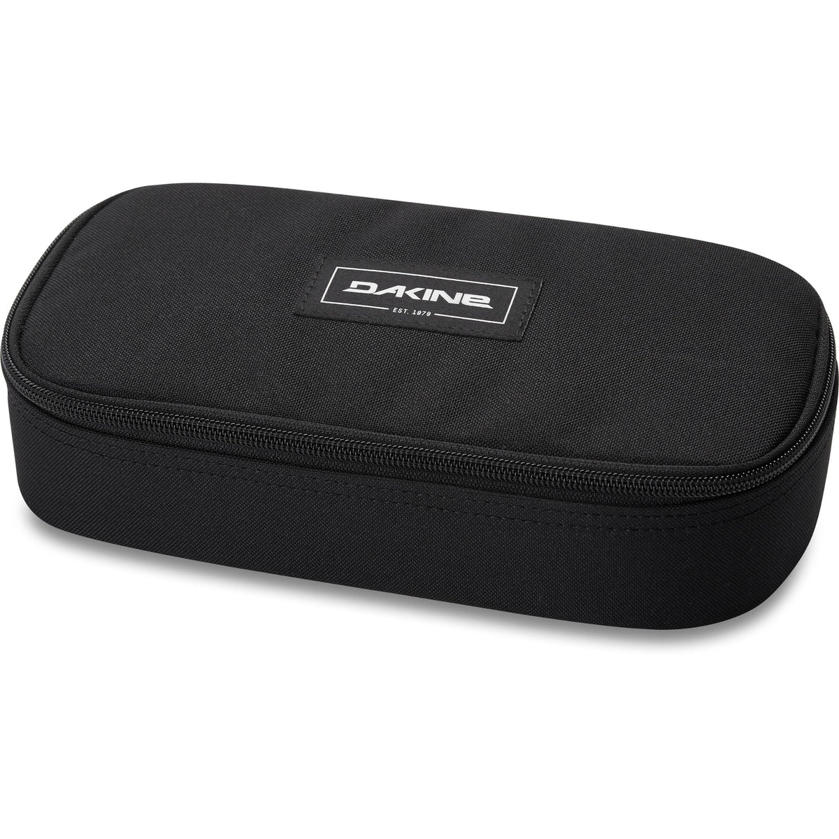 Dakine XL school case, black padded zippered pouch with front logo patch
