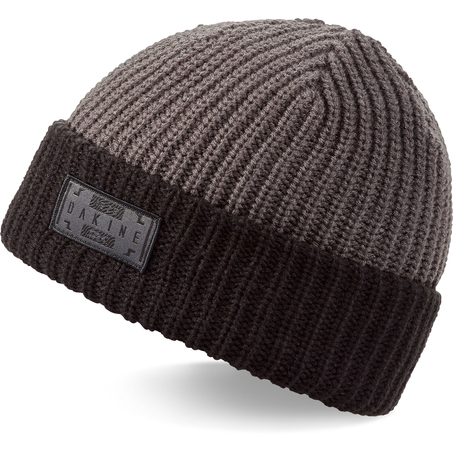 Dakine knit beanie in dark gray with folded cuff and woven logo patch