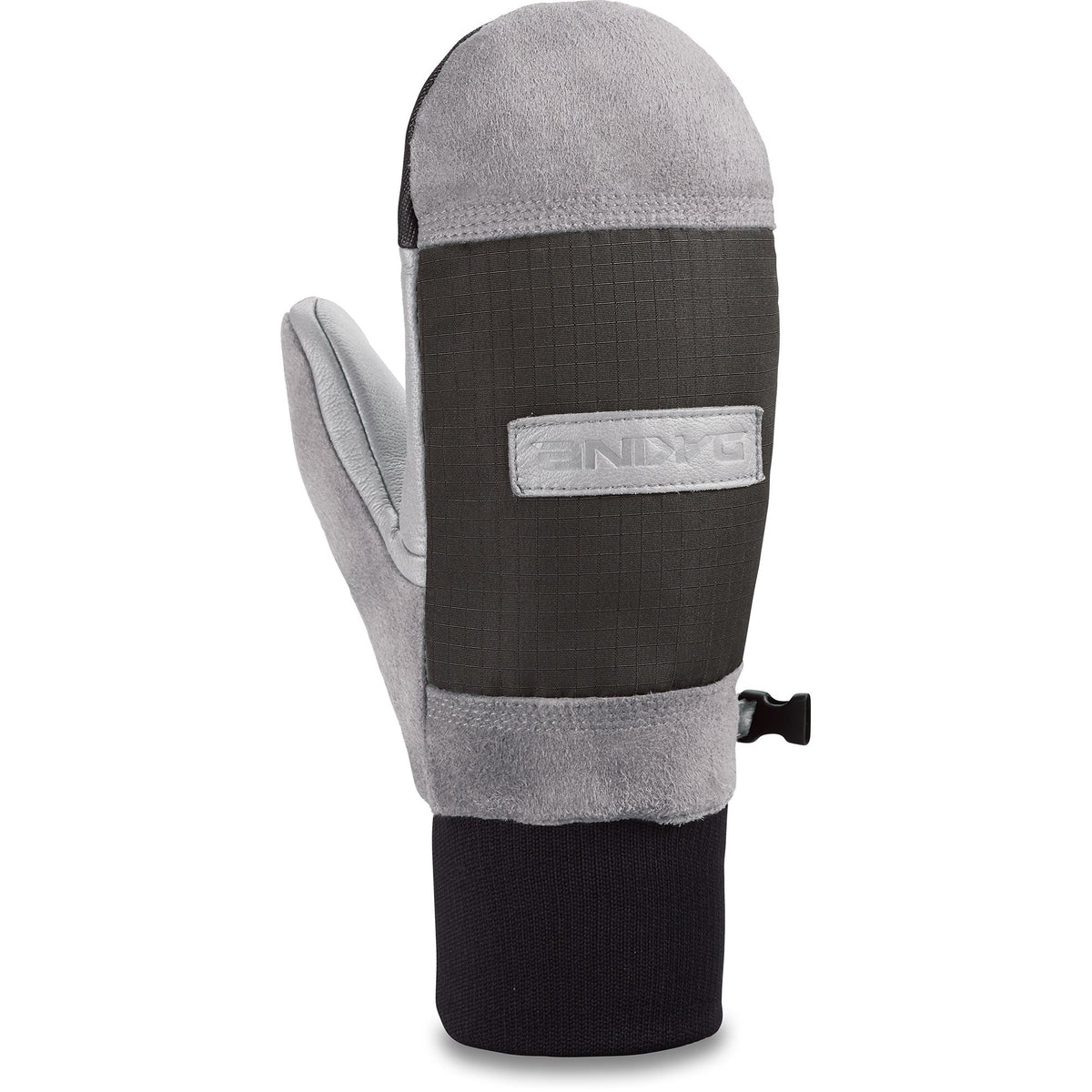 Dakine Pinto mitt in steel grey and dark gray, fleece lining, logo patch and strap