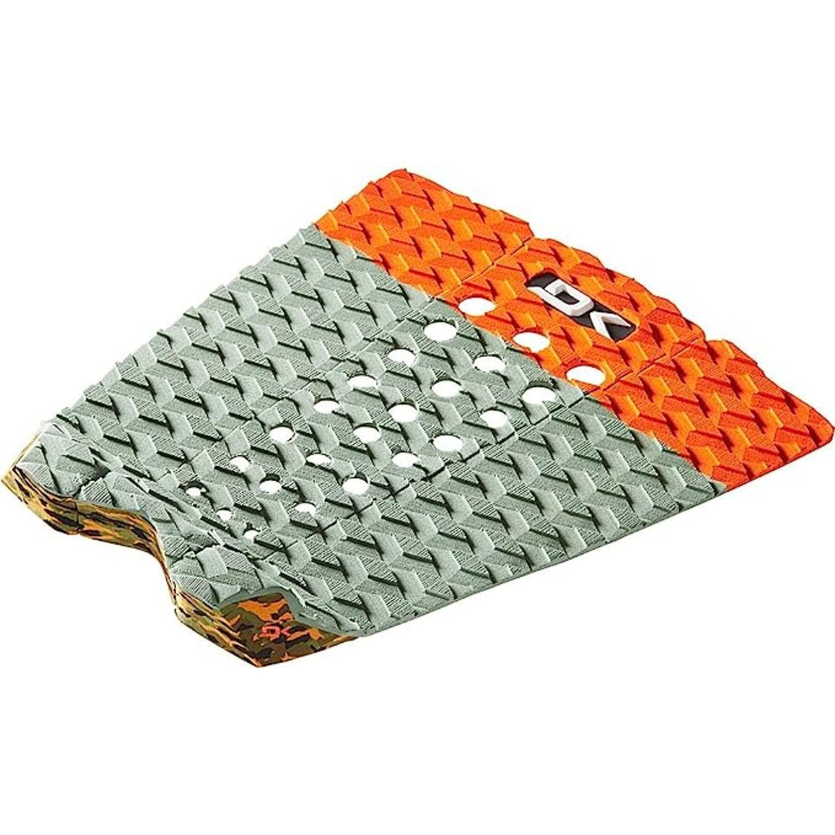 Surf traction pad with circular grip dots, orange and light gray crosshatch design