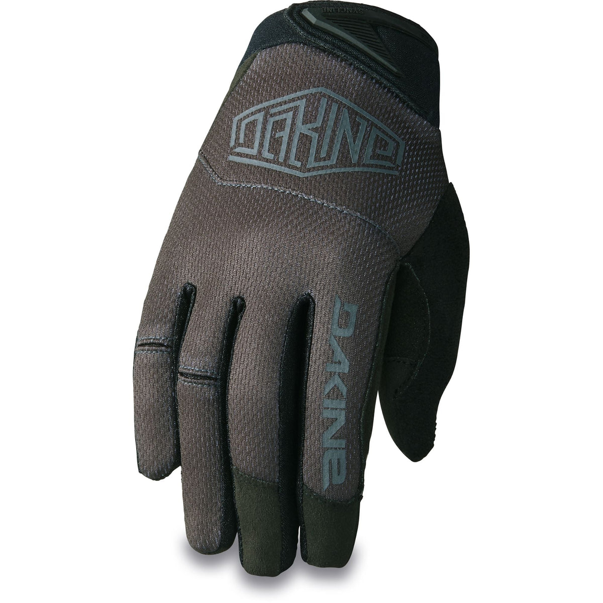 Dakine women's gel glove in dark gray and black with blue branding