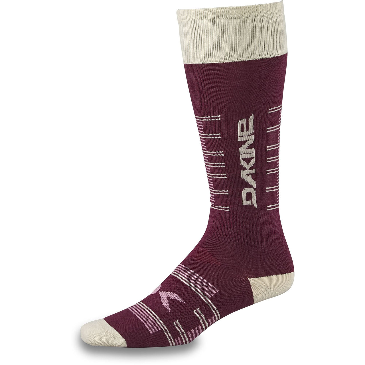 Women’s thinline sock in grape/maroon with ribbed cuff and Dakine logo
