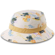 Youth cream bucket hat with tropical sea-life print and tan inside band