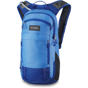 Blue 12L backpack with zip front pocket and mesh side panels