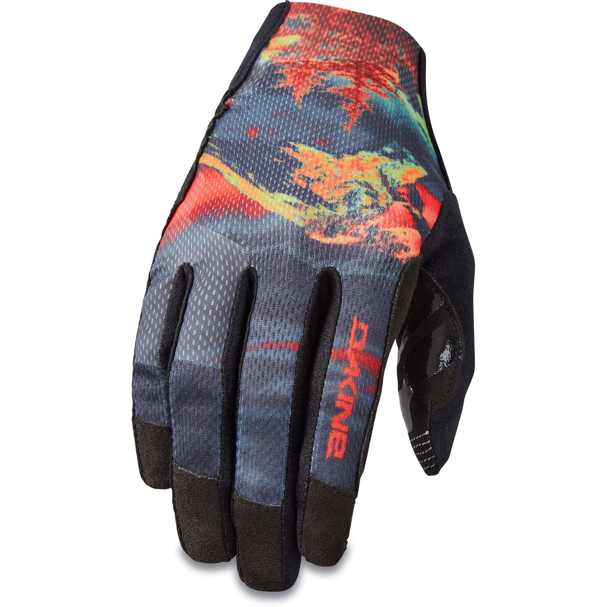 Dakine women's covert glove, multicolor graphic print with black palm and logo