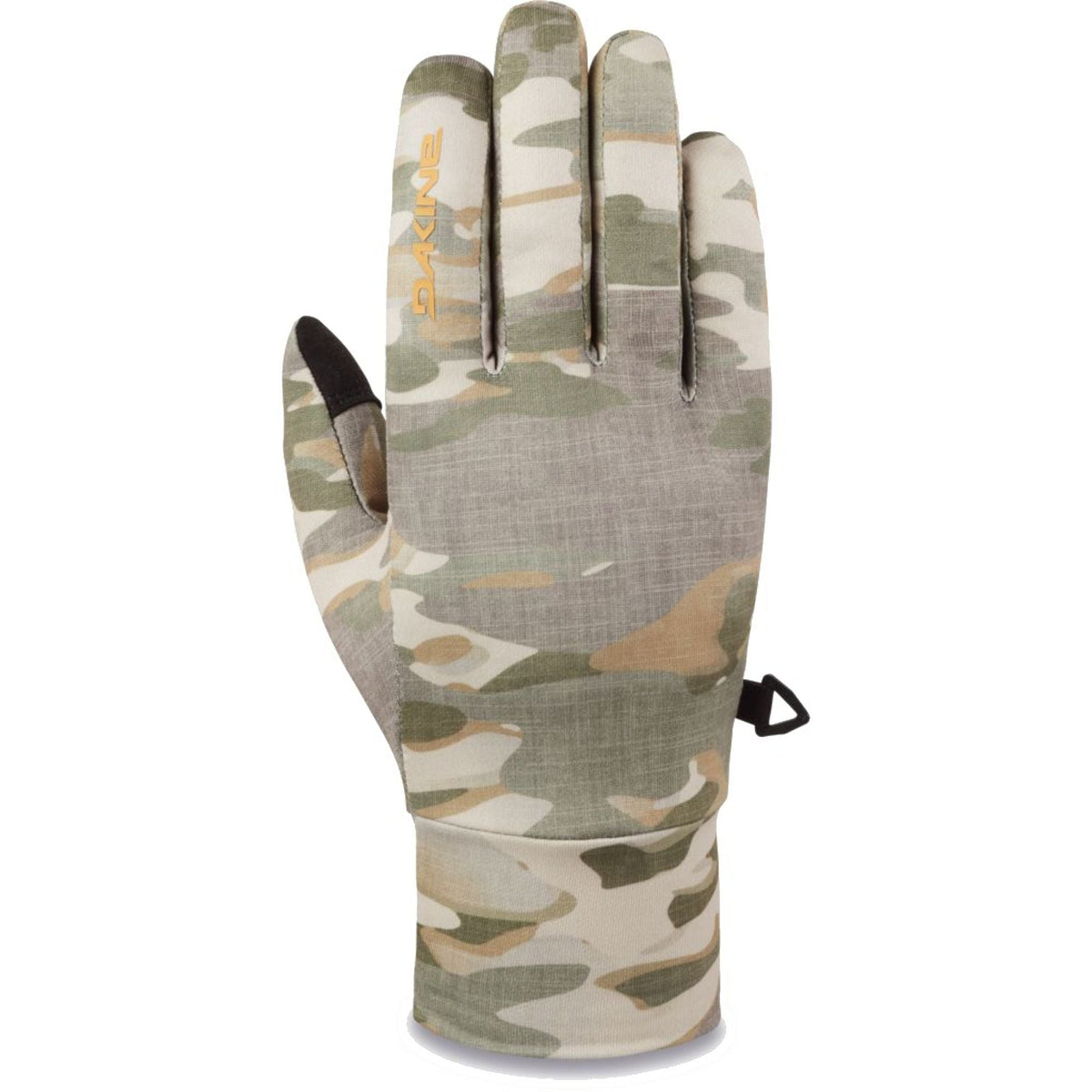 Dakine women's Rambler Liner glove, vintage camo print, padded cuff and stitched fingers