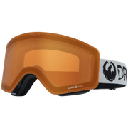 Dragon R1 OTG snow goggles with orange Lumalens lens and white strap