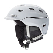 Smith matte white snow helmet with vented shell and adjustable chin strap