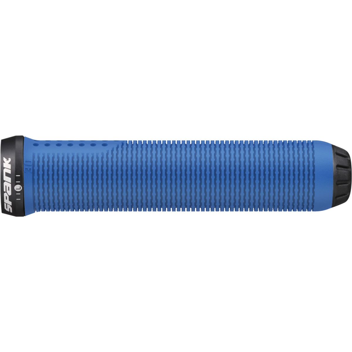 Spike grip handle in blue with perforated pattern and black end cap