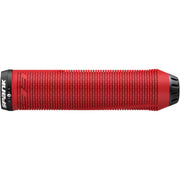 Red spiked handlebar grip with textured rubber pattern and end cap
