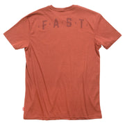 Rust tech tee back with large FASTHOUSE logo print