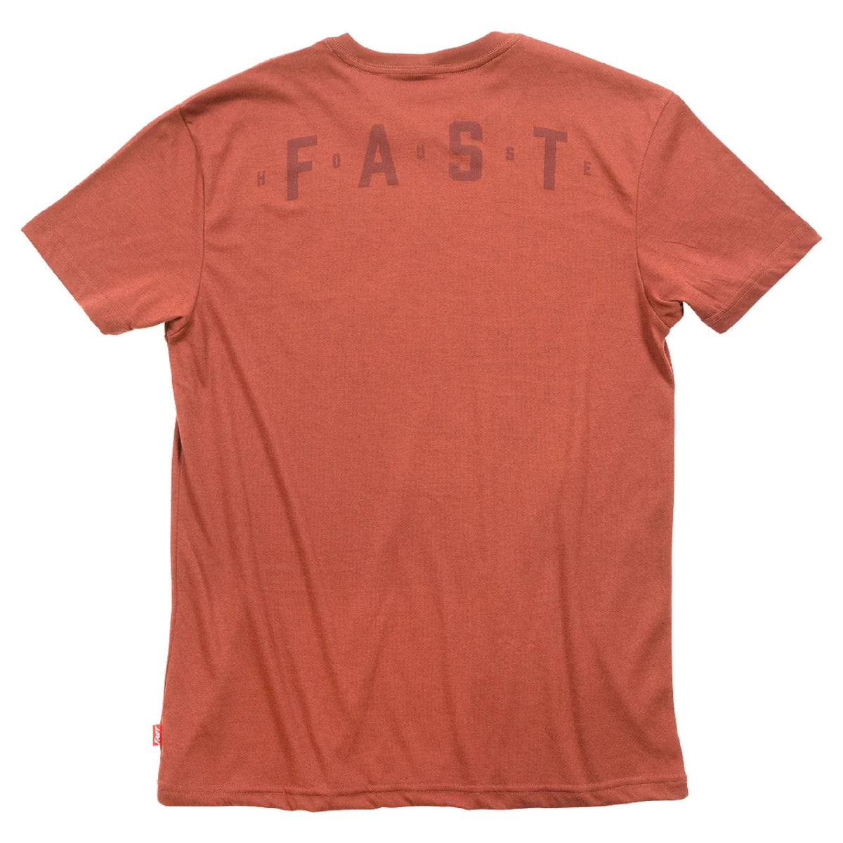 Rust tech tee back with large FASTHOUSE logo print