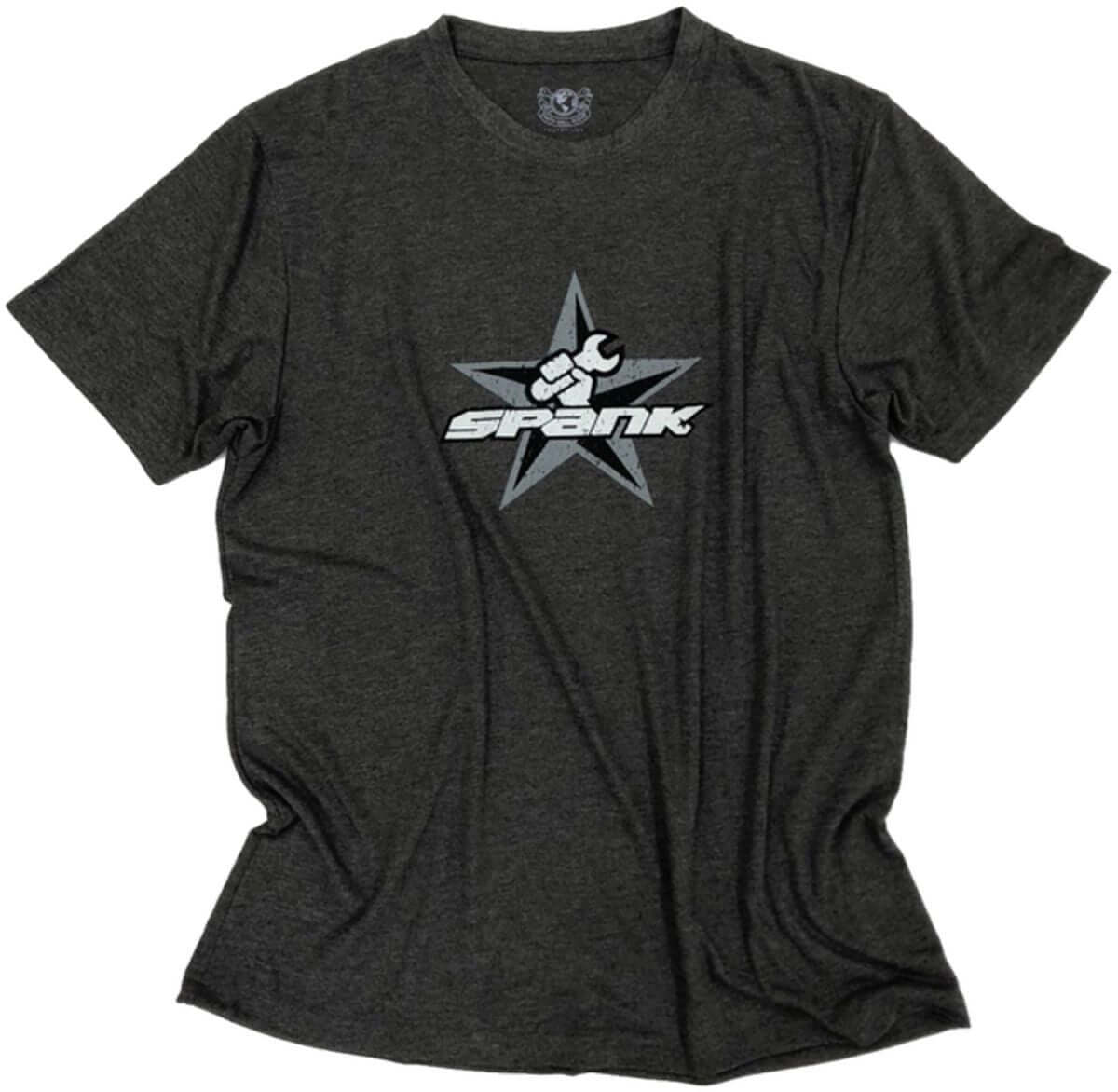 Charcoal graphic crew-neck T-shirt with Spank logo on front