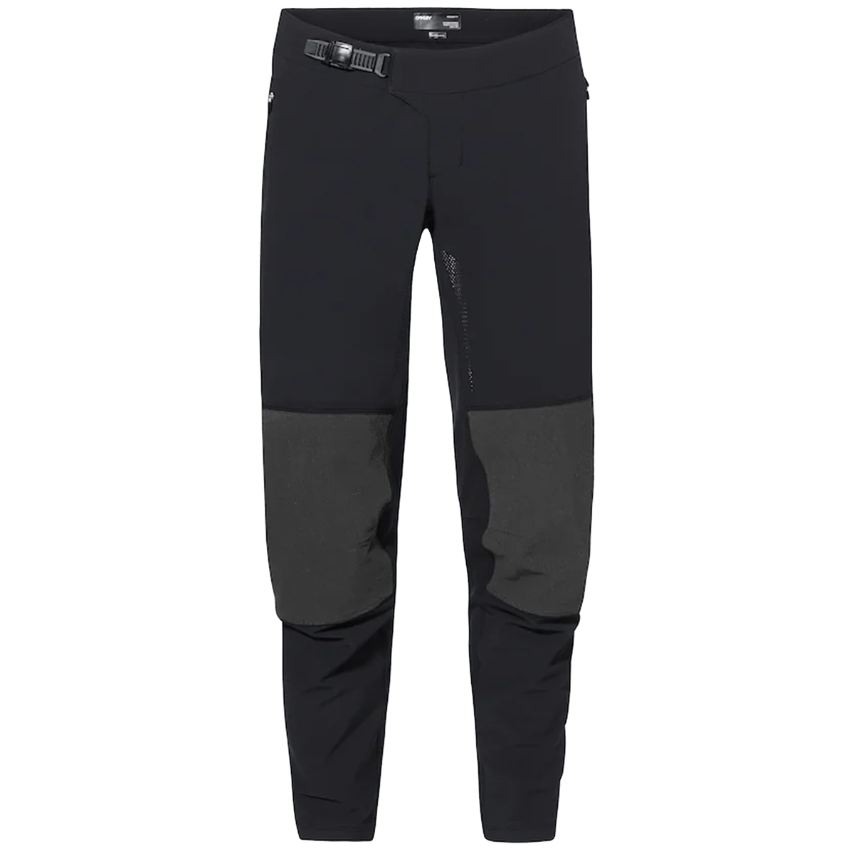 Black long MTB pants with stretchy cuffs and knee paneling