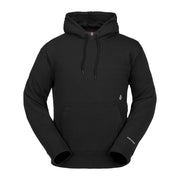 Black fleece hoodie with drawstring hood and kangaroo pocket