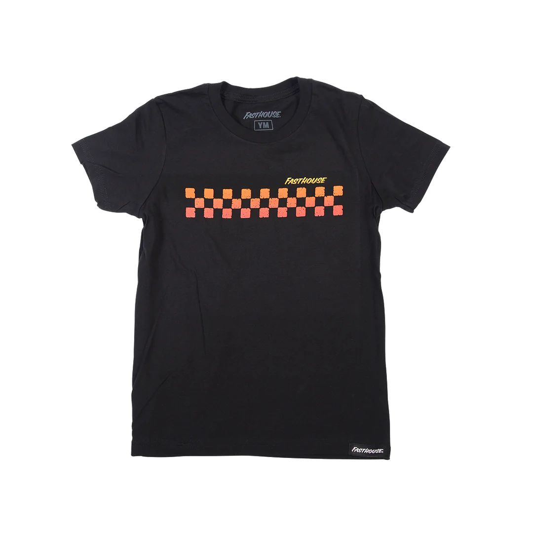 Black youth girls' Ricky tee with Fasthouse checkered logo graphic
