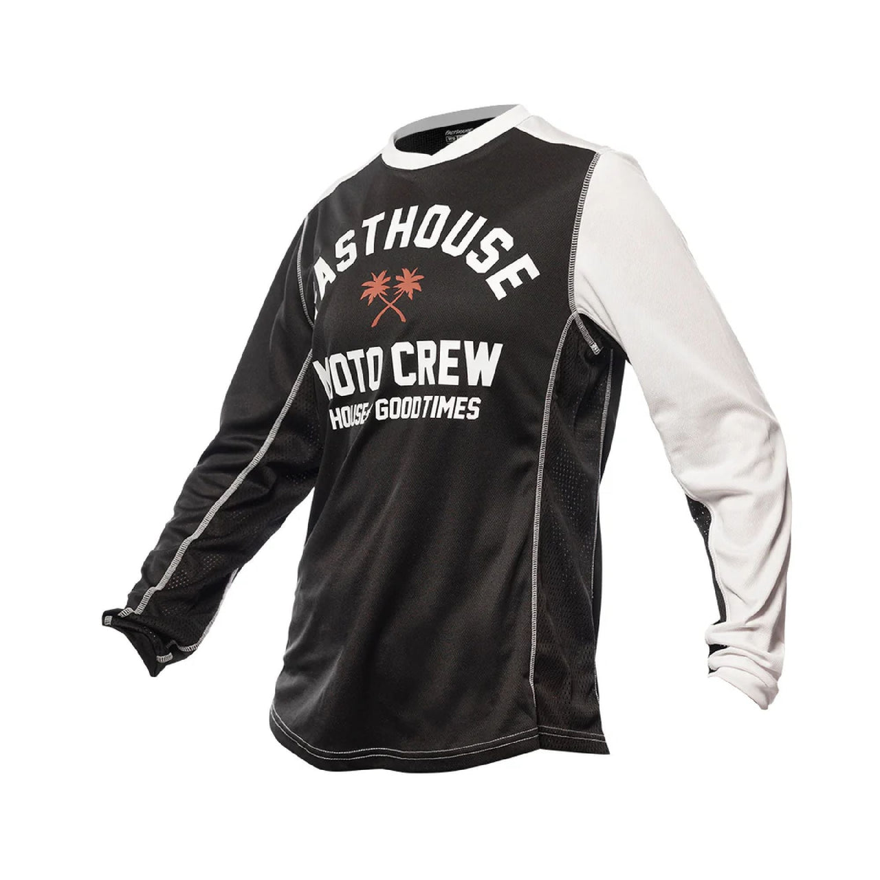 Black long-sleeve youth jersey with white sleeves and bold front graphic