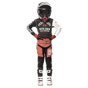 Black youth long-sleeve jersey with white sleeves and front logo graphic