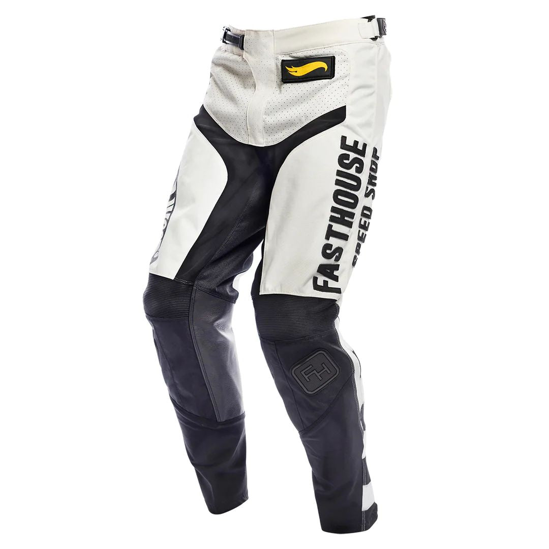 Fasthouse Hot Wheels riding pants in white and black with bold side logos