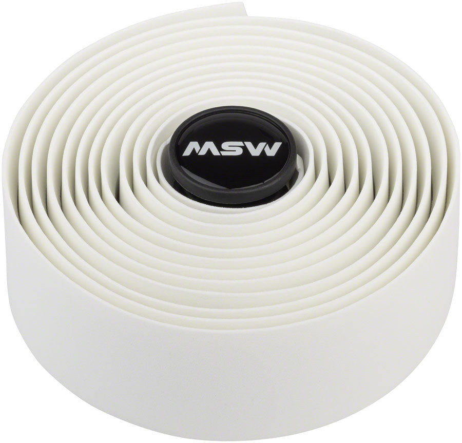 MSW EVA bar tape roll, white ribbed wrap with black end cap