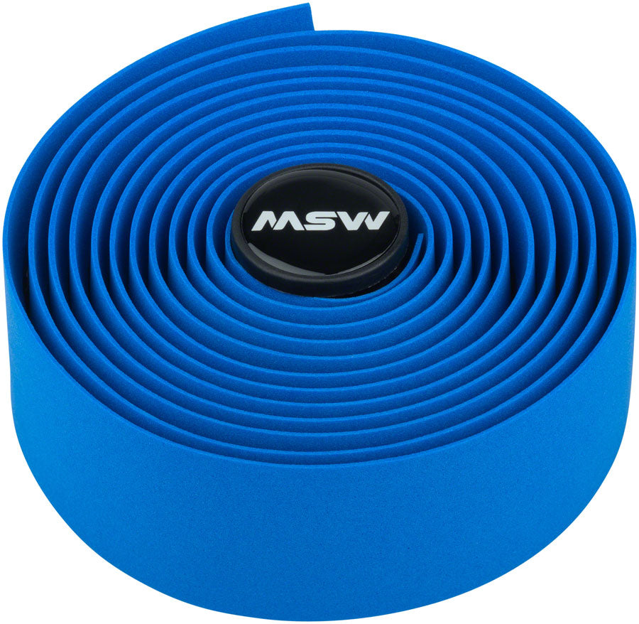 Blue MSW EVA handlebar tape roll with black oval logo