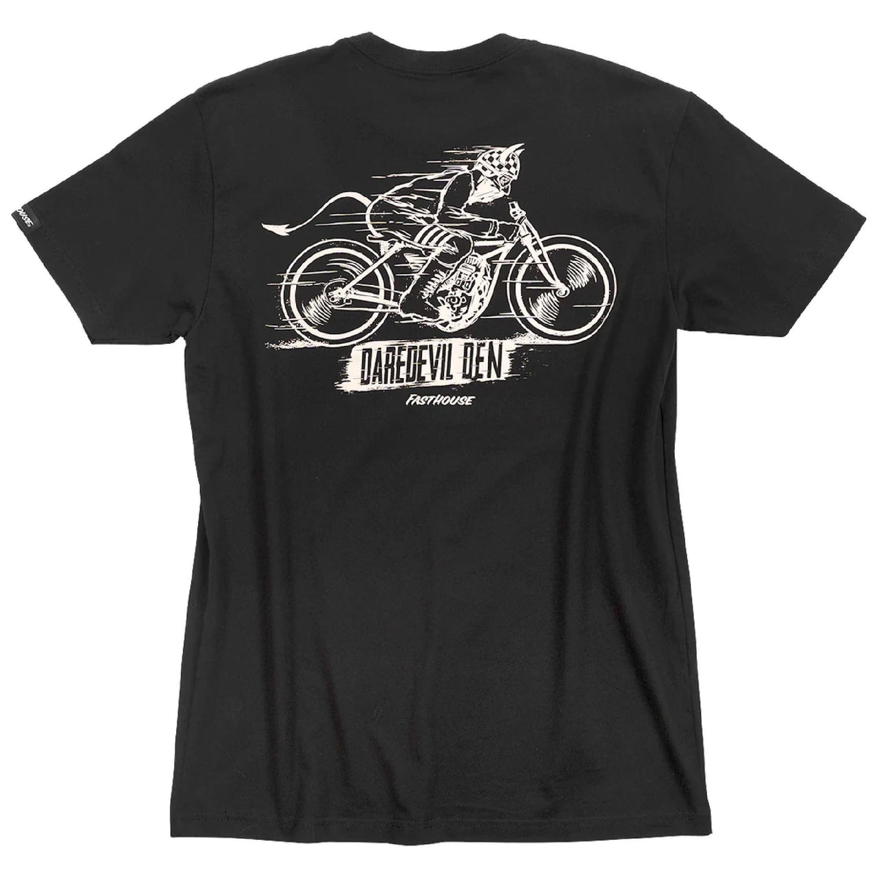 Black T-shirt with large back motorcycle racer graphic