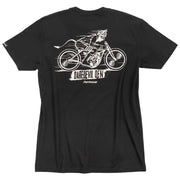 Black T-shirt with large back motorcycle racer graphic