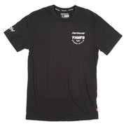 Fasthouse black crewneck tech tee with graphic chest print and short sleeves