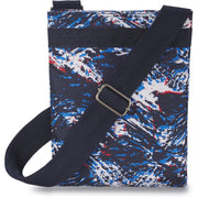 Blue splatter crossbody bag with wide shoulder strap and front zip pocket, Dakine