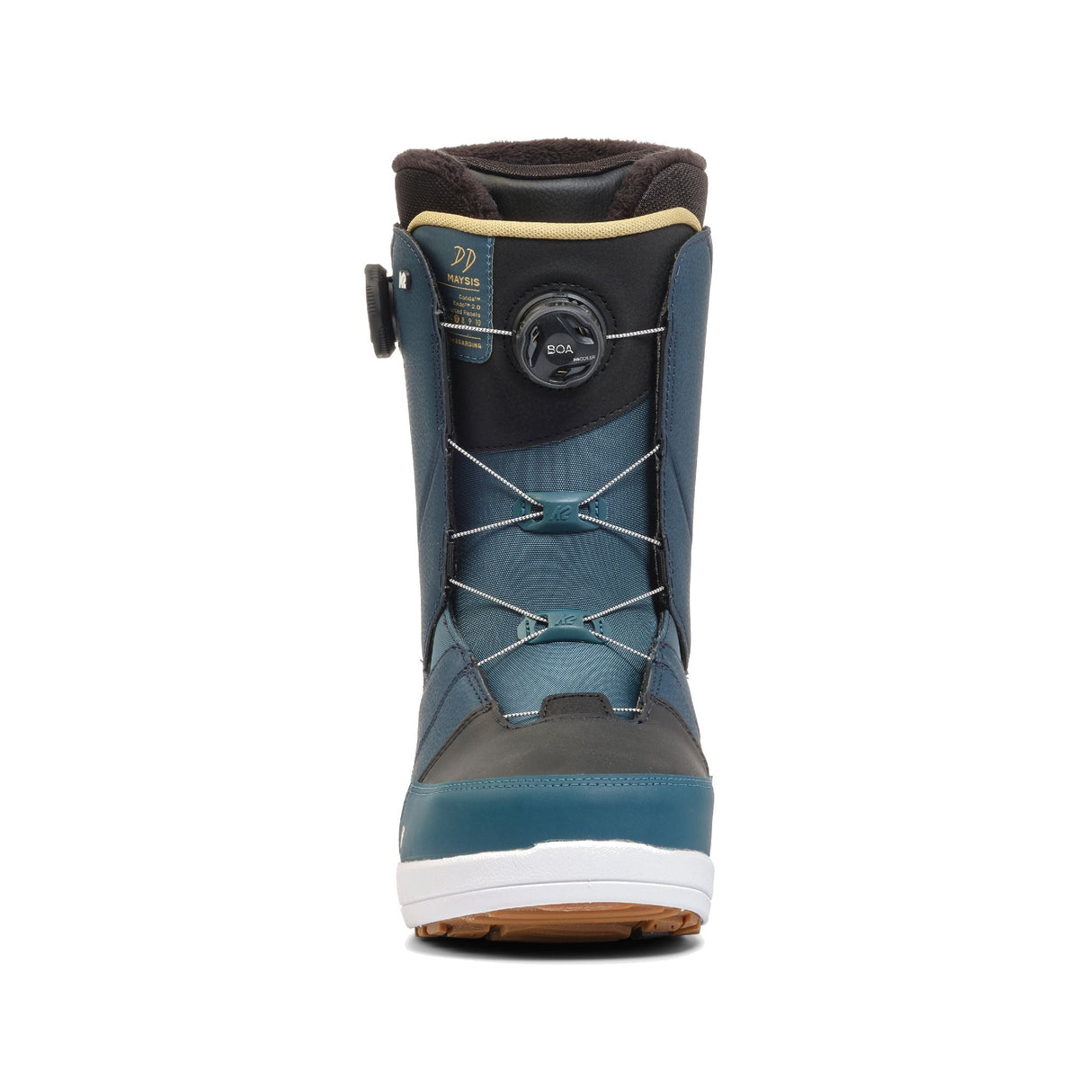 K2 Maysis snowboard boot, black upper with teal sides, BOA dial and lace-up