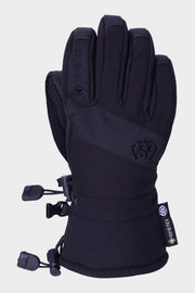 Youth GORE-TEX gloves, dark palm with stitched grip panel and wrist pull straps