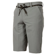 Gray Fasthouse kicker shorts with button waist and brown drawstring tie front