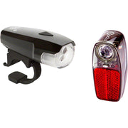 Motorcycle headlight and taillight set with clear lens and red reflector