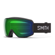 Black snow goggle with green mirrored lens and SMITH strap