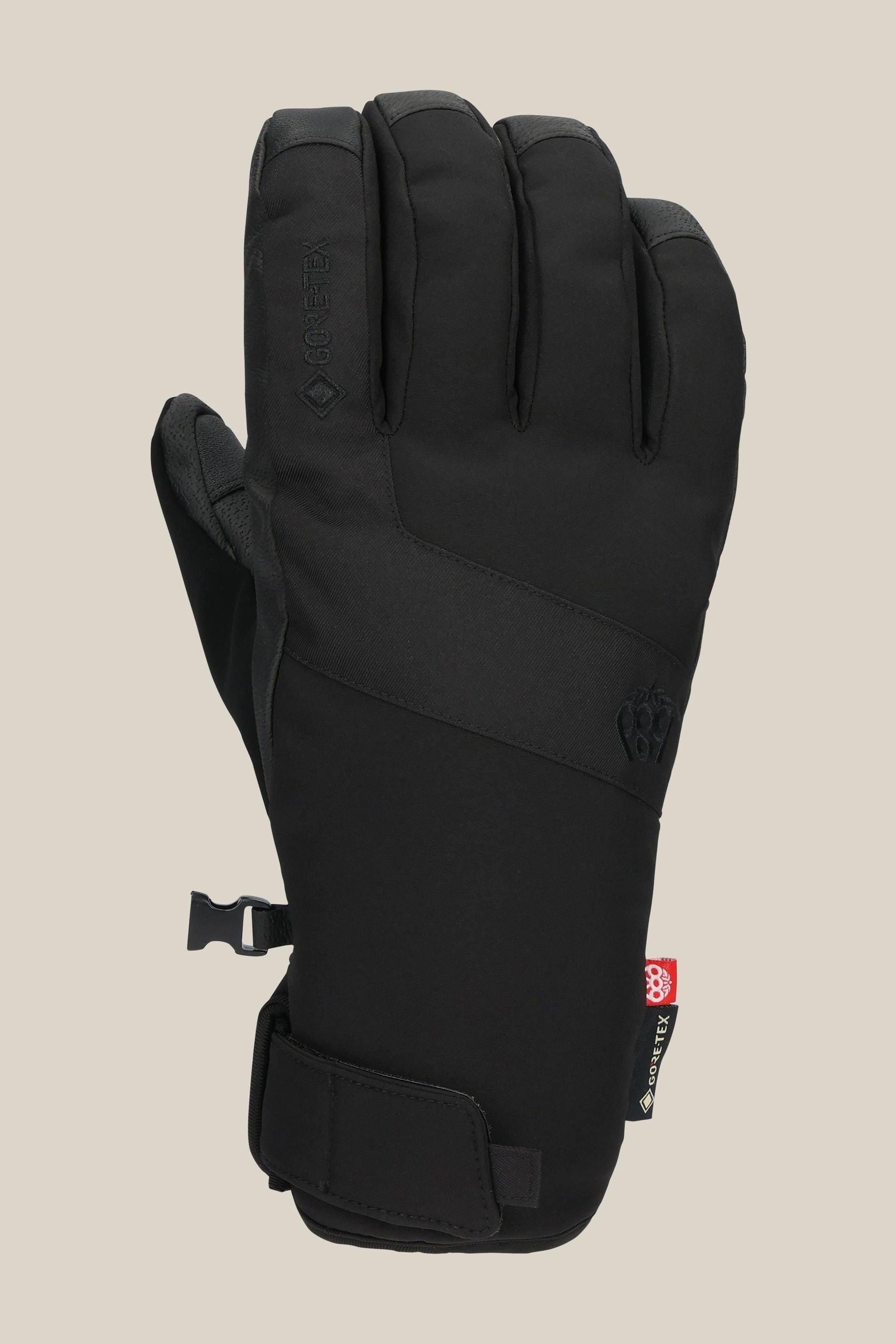 Men's GORE-TEX undercuff glove in black, side view with cuff strap and padded palm