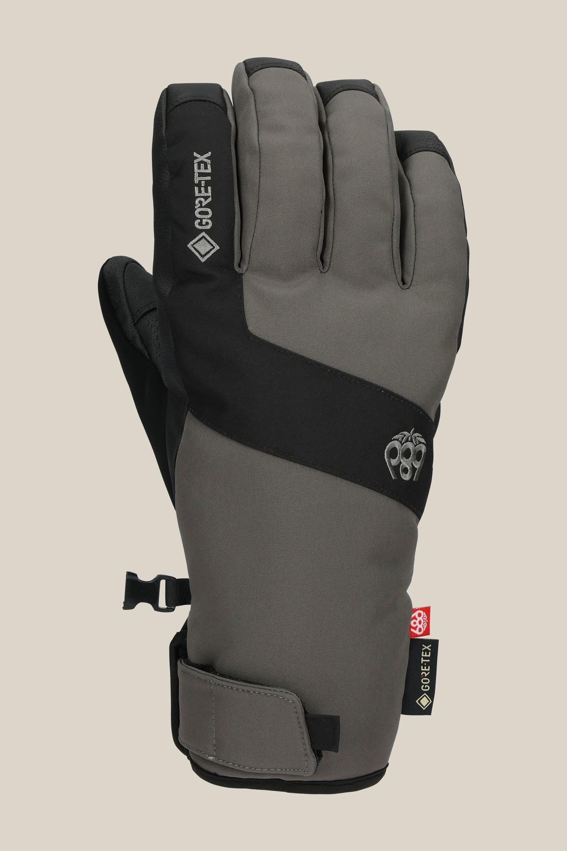 Men's GORE-TEX undercuff glove in charcoal gray, back view with GORE-TEX logo and strap