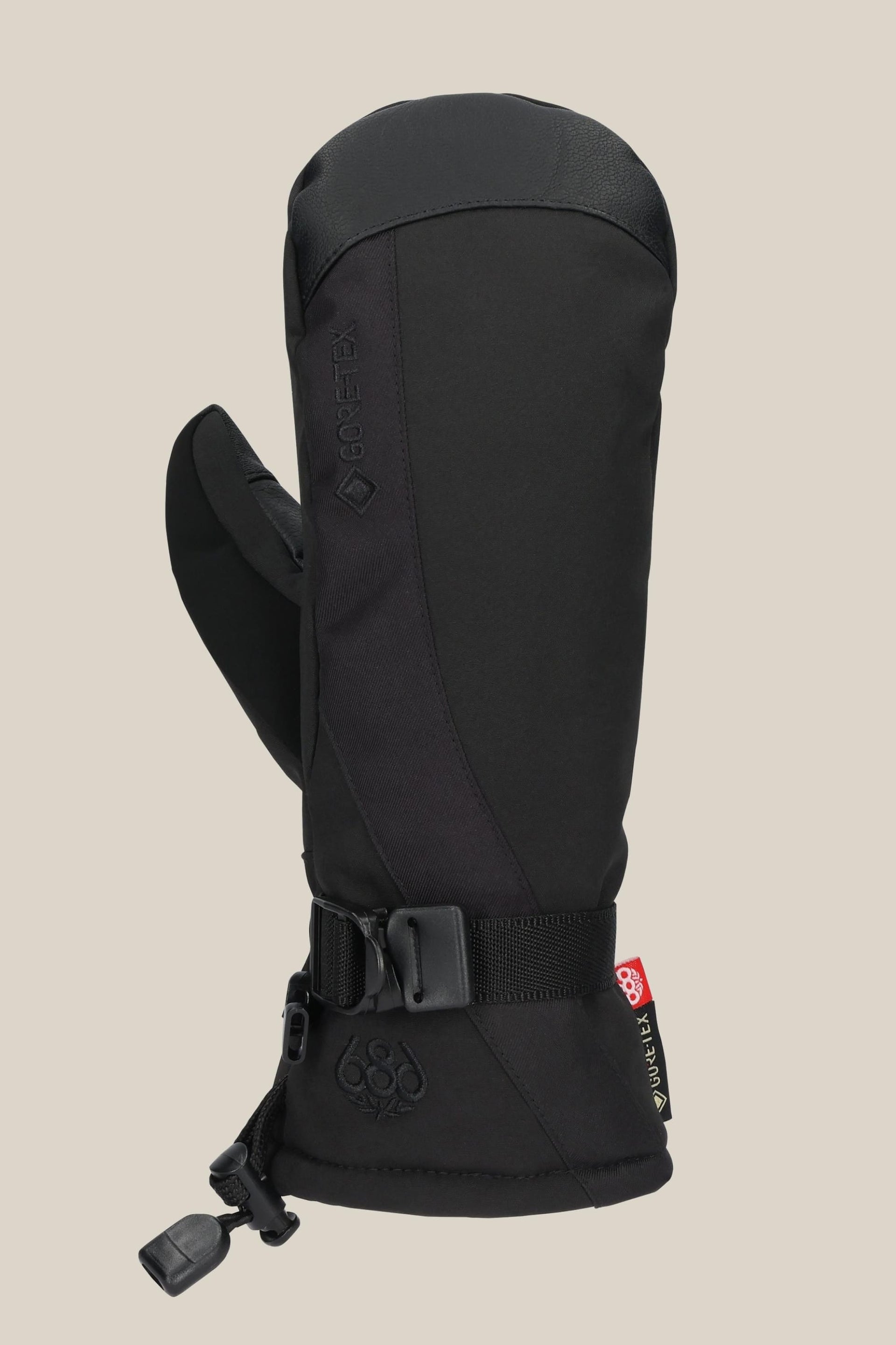 Women's GORE-TEX linear ski mitt, dark charcoal with wrist strap and knuckle panel