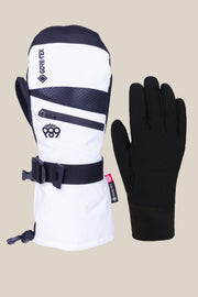 Women's GORE-TEX 3-in-1 gauntlet mitt set, white with dark panels and black glove