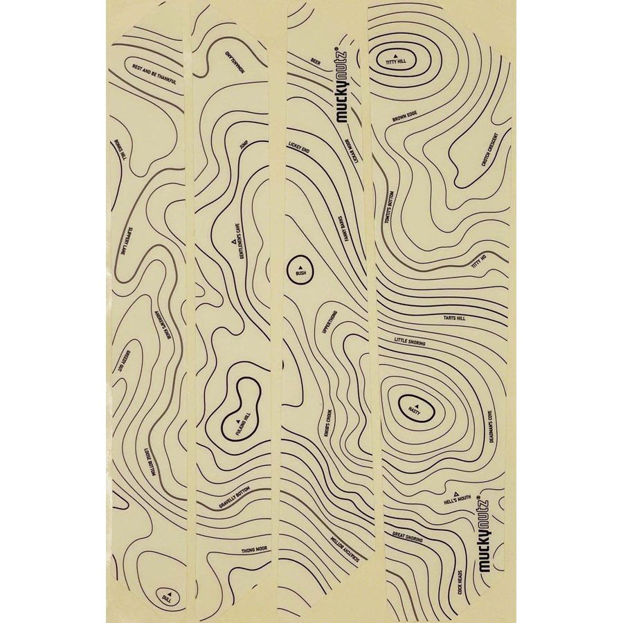 Muckynutz Stay Skinz contour-pattern gloss fabric, beige with black map lines