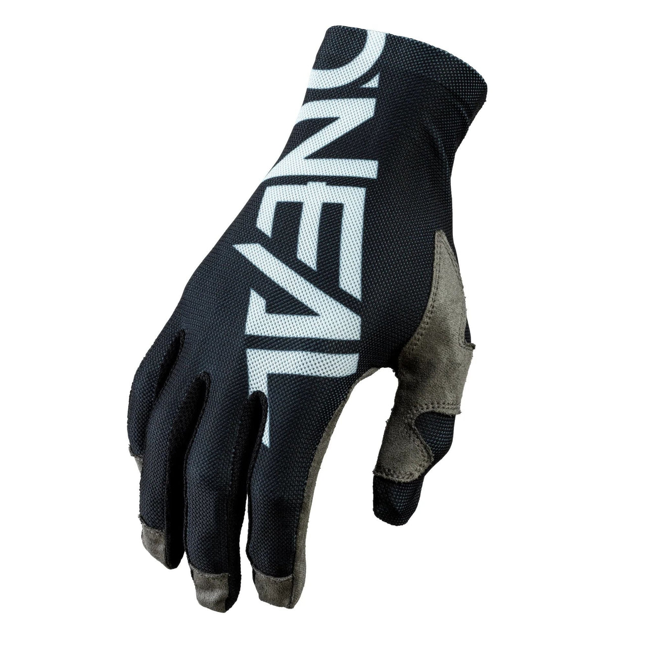 Airwear motorcycle glove in black with white logo, gray palm and textured back